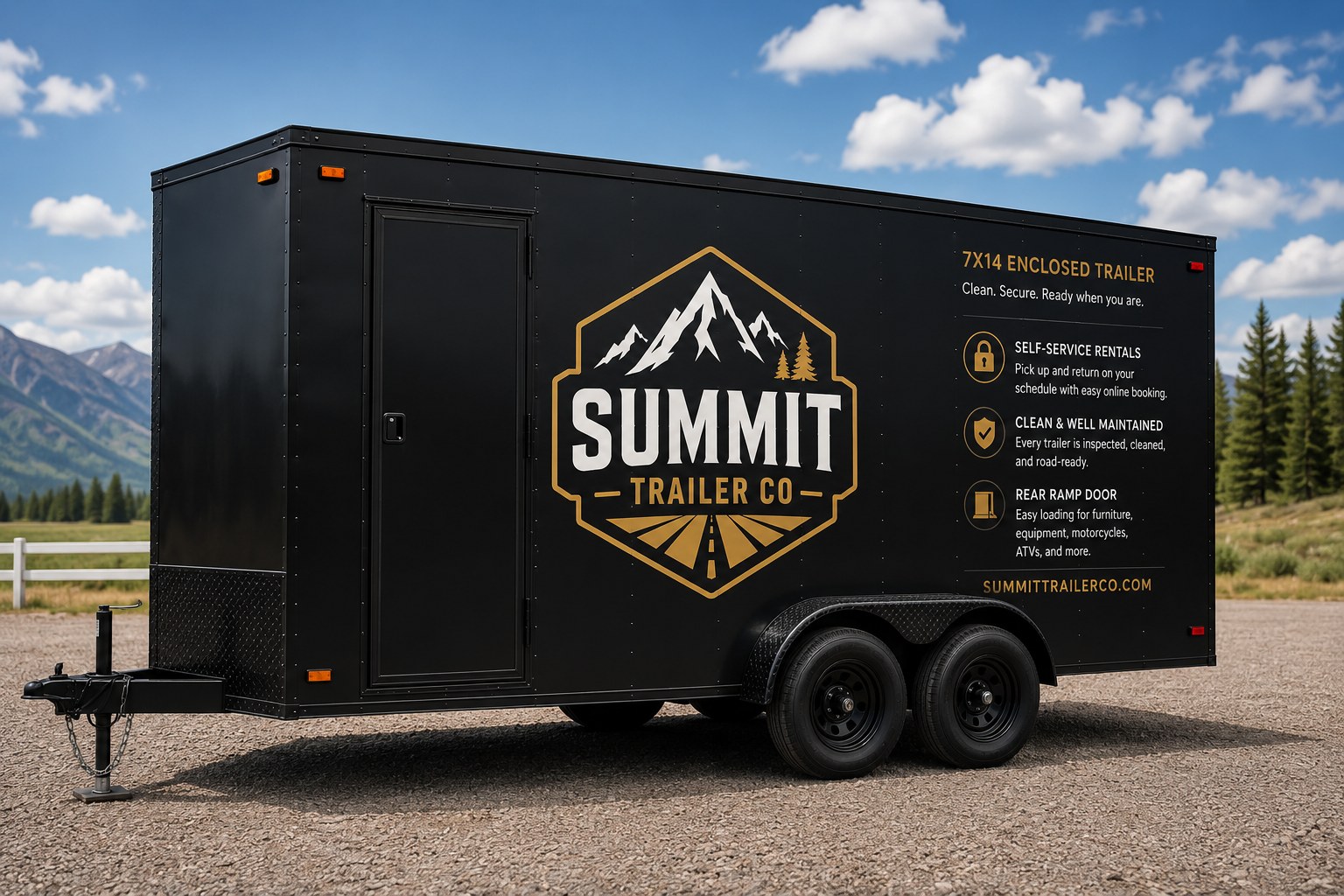 7x14 enclosed trailer available for rent